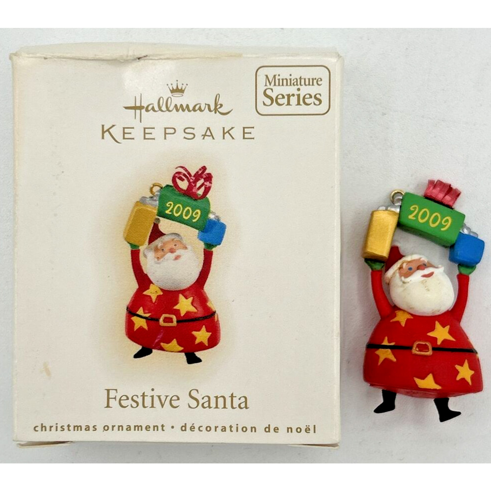 Hallmark Keepsake Ornament Festive Santa Mini Christmas Tree 2009 U125